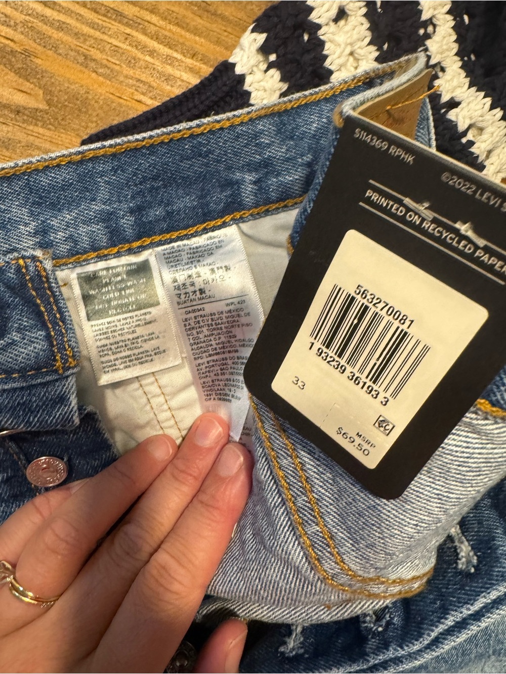 Levi's Faded Blue Distressed Denim Shorts - Picture 4 of 4